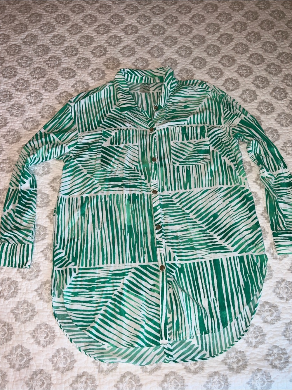 CALIA by Carrie Underwood Green and White Striped Swim Coverup